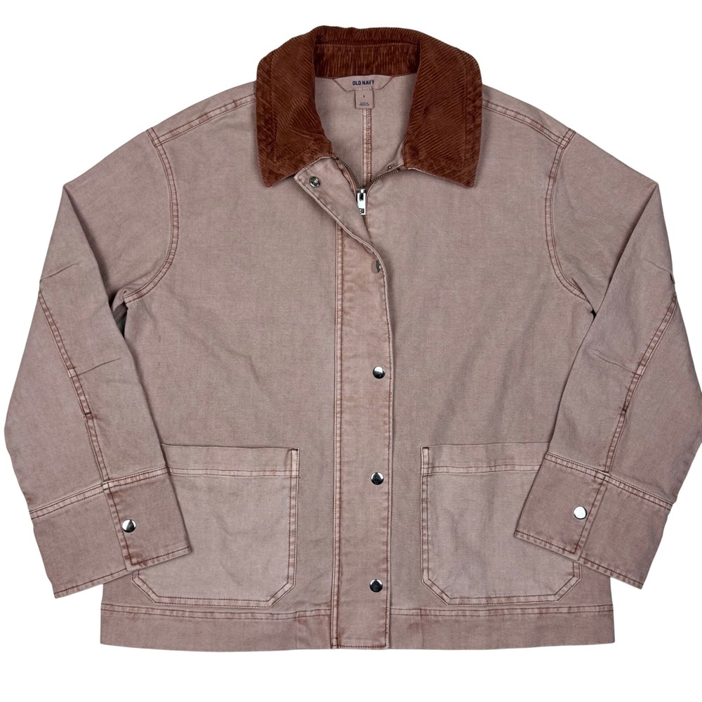 Old Navy Canvas Barn Jacket Utility Workwear Chore Coat Womens S Antique Rose